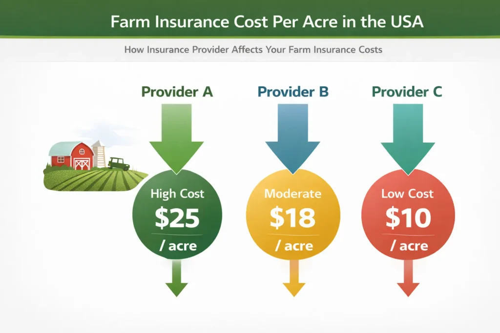 impact of insurance providers on farm insurance cost per acre in the United States