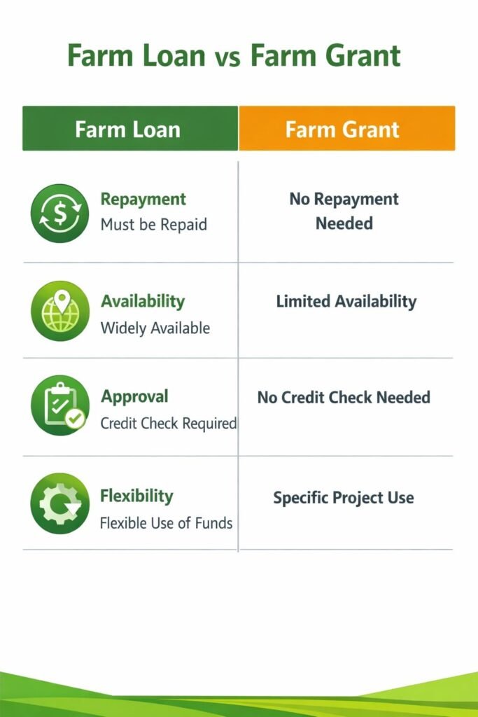 farm loan vs grant comparison USA