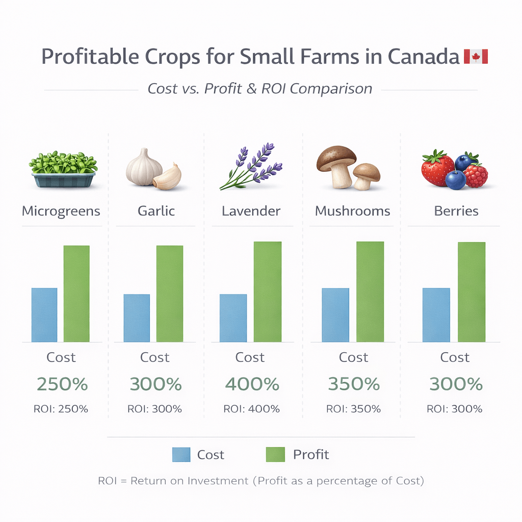profitable crops comparison small farms Canada cost vs profit chart