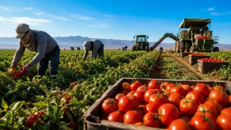 Global tomato market 2026 showing commercial tomato harvesting