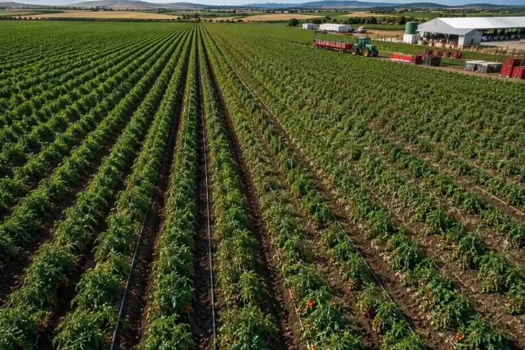 Global tomato production in 2026 on a commercial farm